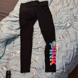 PINK Victoria's Secret Black Leggings with Colorful Graphic